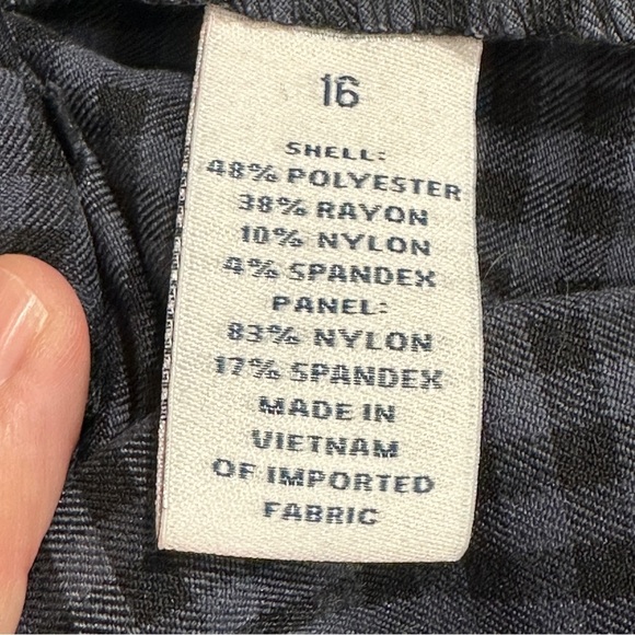 Charter Club Cambridge Slim black/gray check pull-on pants, sz 16, fall, office - Picture 9 of 11